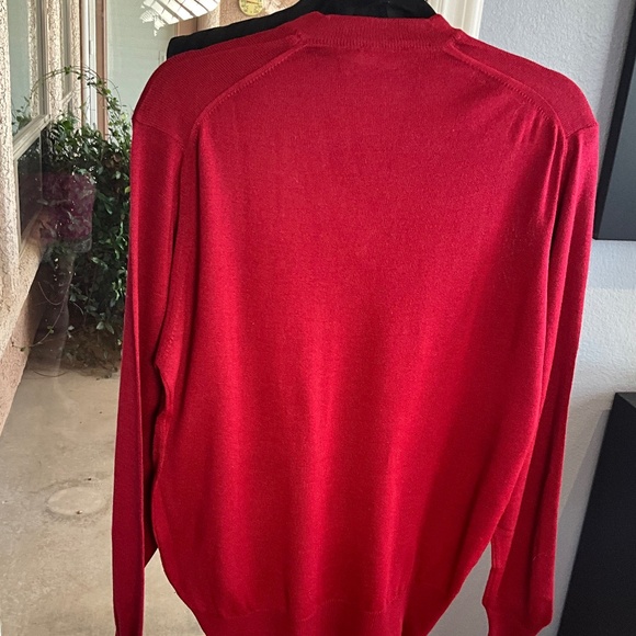 Giuliano di Firenze Made in Italy Fine Knit Wool V Sweater Classic Red Mens L - Picture 7 of 8